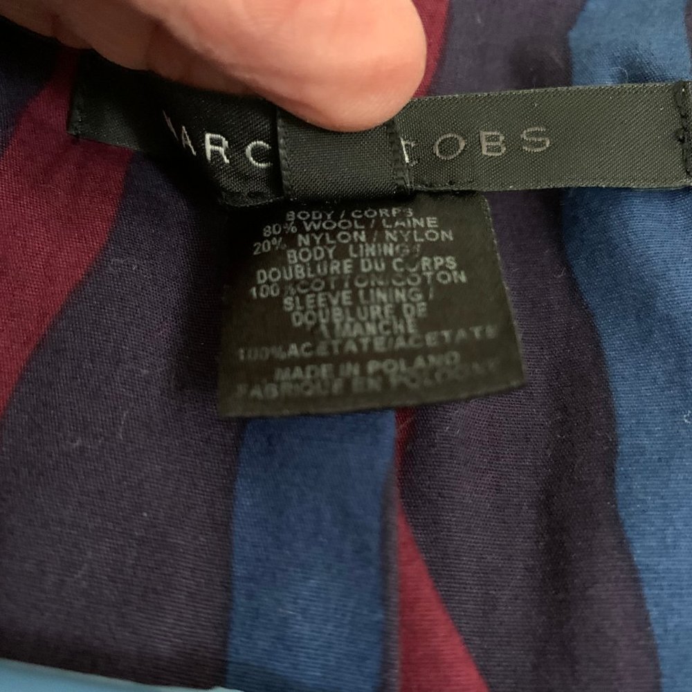 Marc Jacobs Wool Blend Color Block Coat Size M - image 8